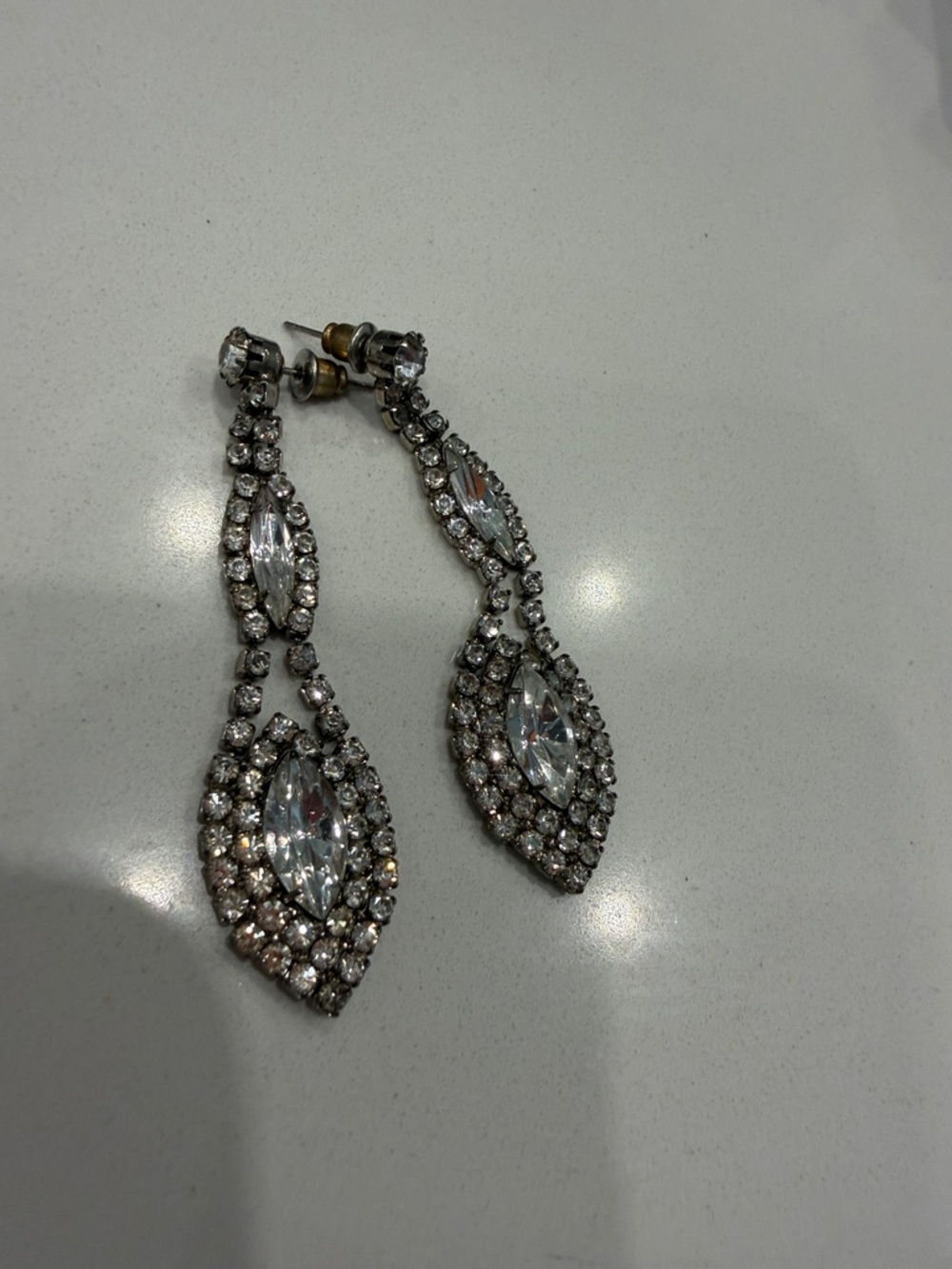 Vintage Crystal Teardrop Dangle Earrings
